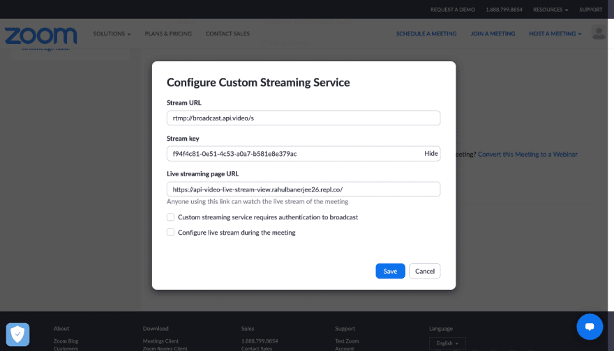 Zoom meeting configuration