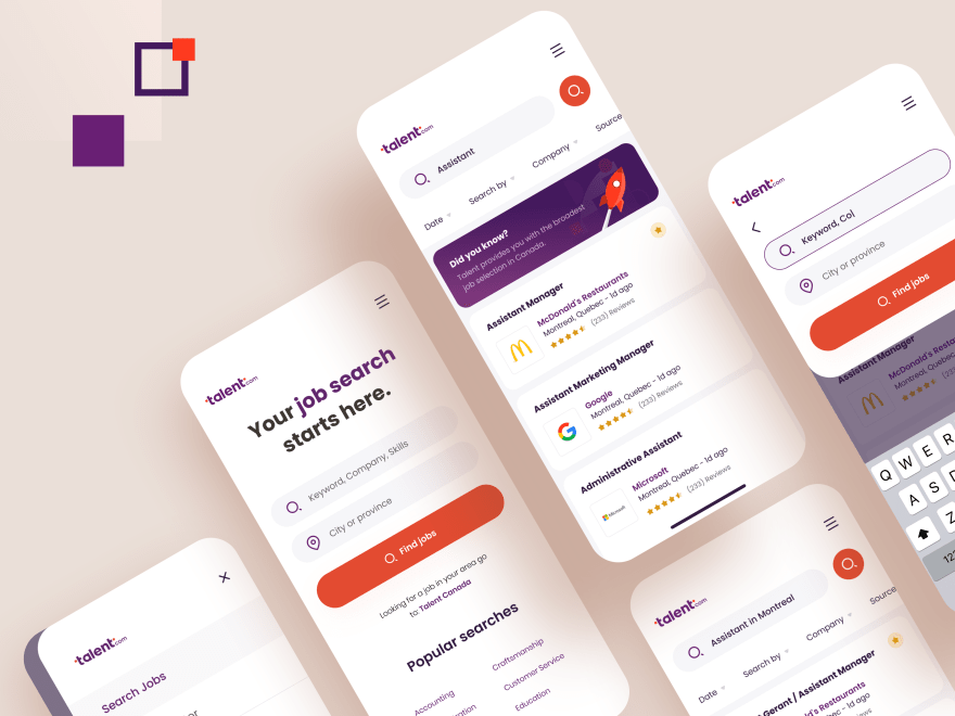 by [Aurélien Salomon](https://dribbble.com/shots/18029985-Talent-com-job-search-ux-redesign-branding)