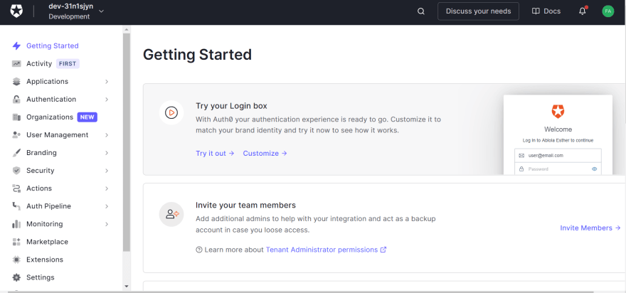 Getting started with Auth0