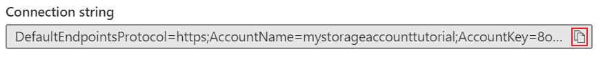Connection String Copy Button Highlighted