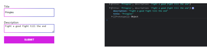 Form field showing in console.log
