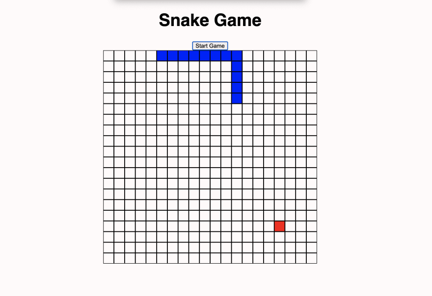 Screenshot of Snake game