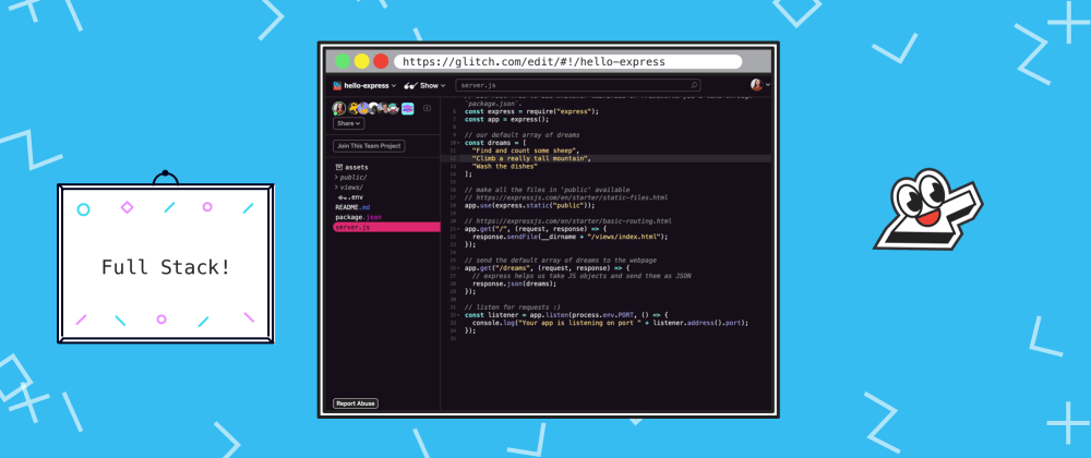 Cover image for Getting started with Node + Express on Glitch