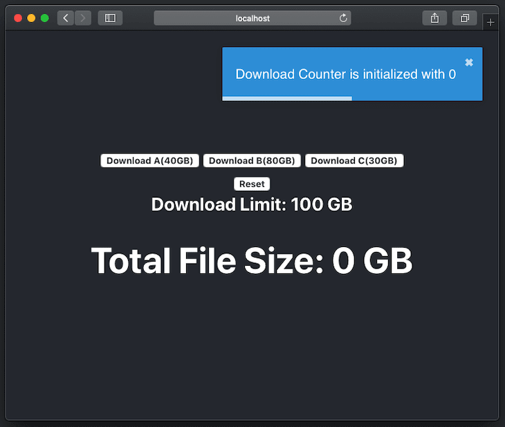 File Download Info Notification