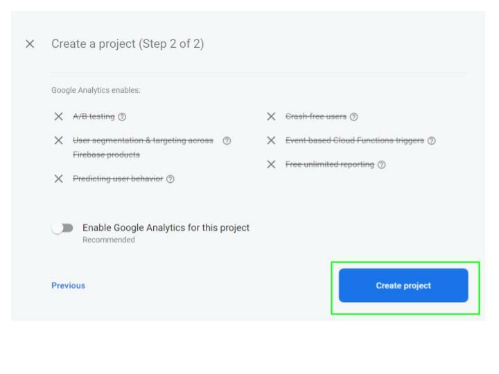 Create firebase project 2