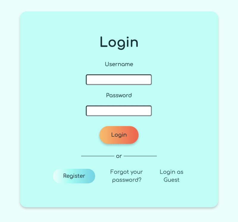 A login form with a primary, secondary, and set of tertiary buttons