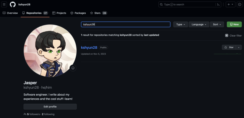 GitHubプロフィールリポジトリの例
