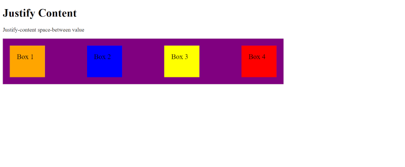 Four boxes spaced evenly throughout a larger box.