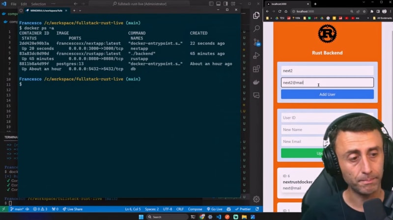 Build a FULL STACK Web app with Rust API, Next.js 14, Serde, Postgres, Docker, docker Compose