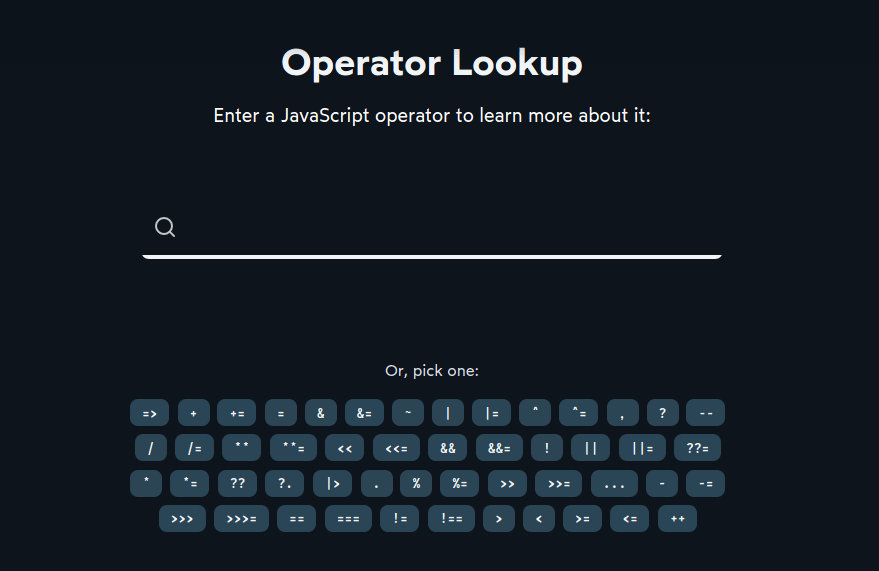 Operator Lookup by Josh W. Comeau