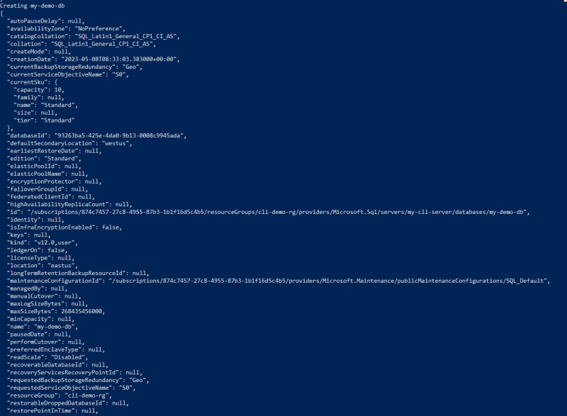 Create Db output