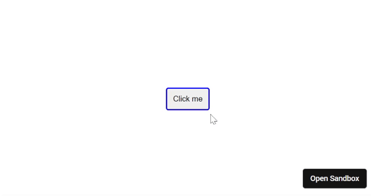 White Screen With Centered Light Grey Button Component Outlined In Blue. When Mouse Moves Over Button, Outline Changes To Red