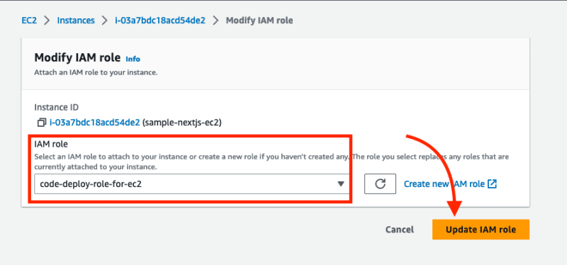 Update IAM role for EC2 instance