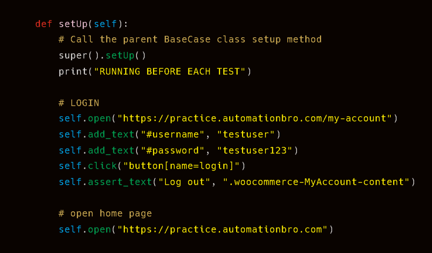 setup code