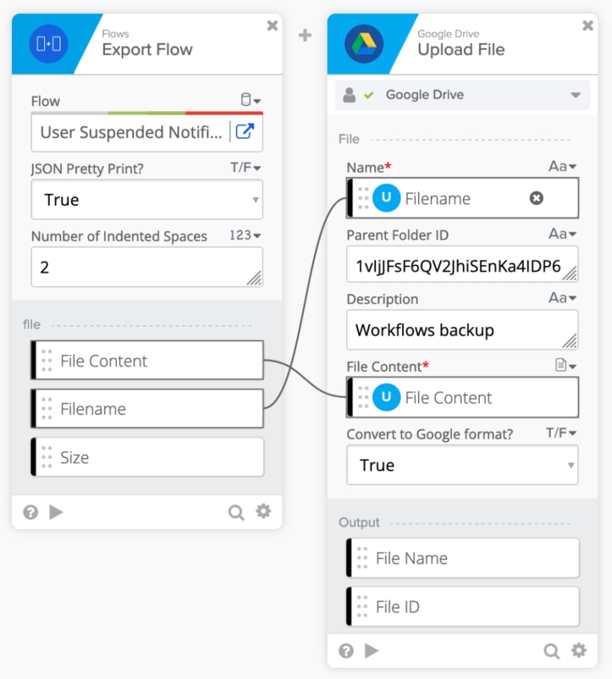 Uploading flow backup to Google Drive