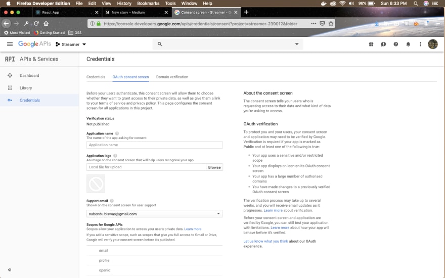 Consent Screen