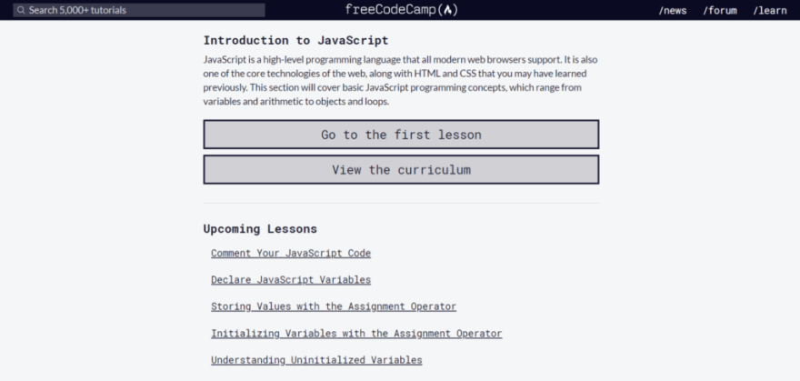 freeCodeCamp - Curso Gratuito de Javascript