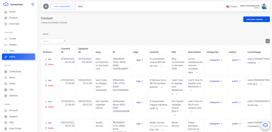 Modifying content in Contenrain