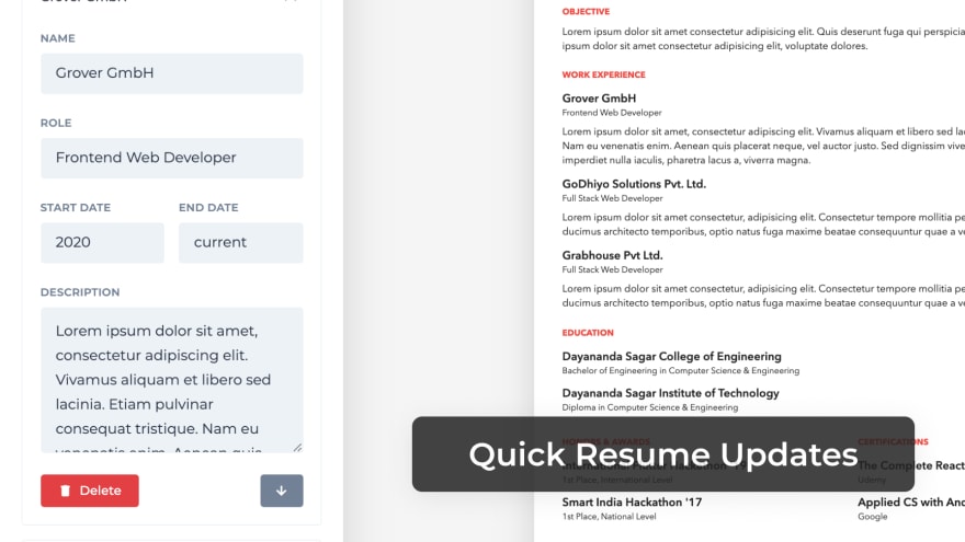 Quick Resume Updates