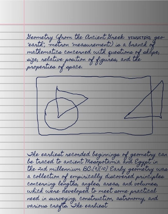 Handwriting letter sizes