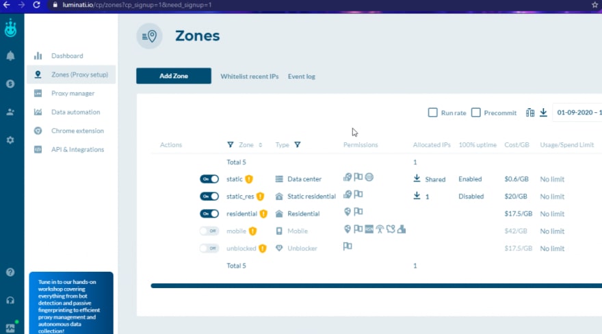 luminati dashboard