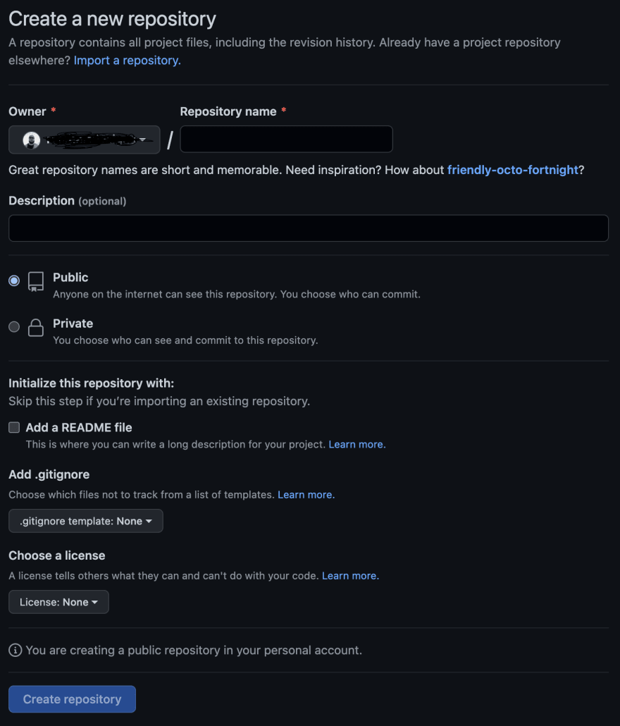 Create Repository on GitHub