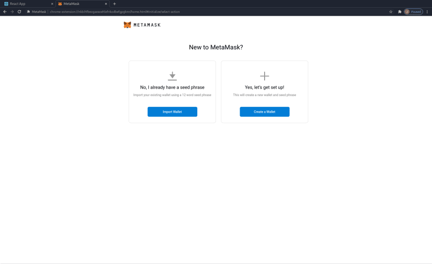 Metamask: Choose seed