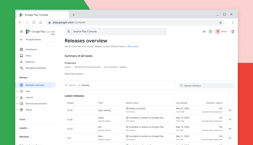 Releases overview on Play Console
