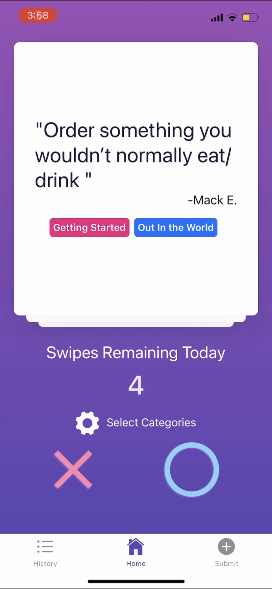 Daily Discomfort Swiping Page