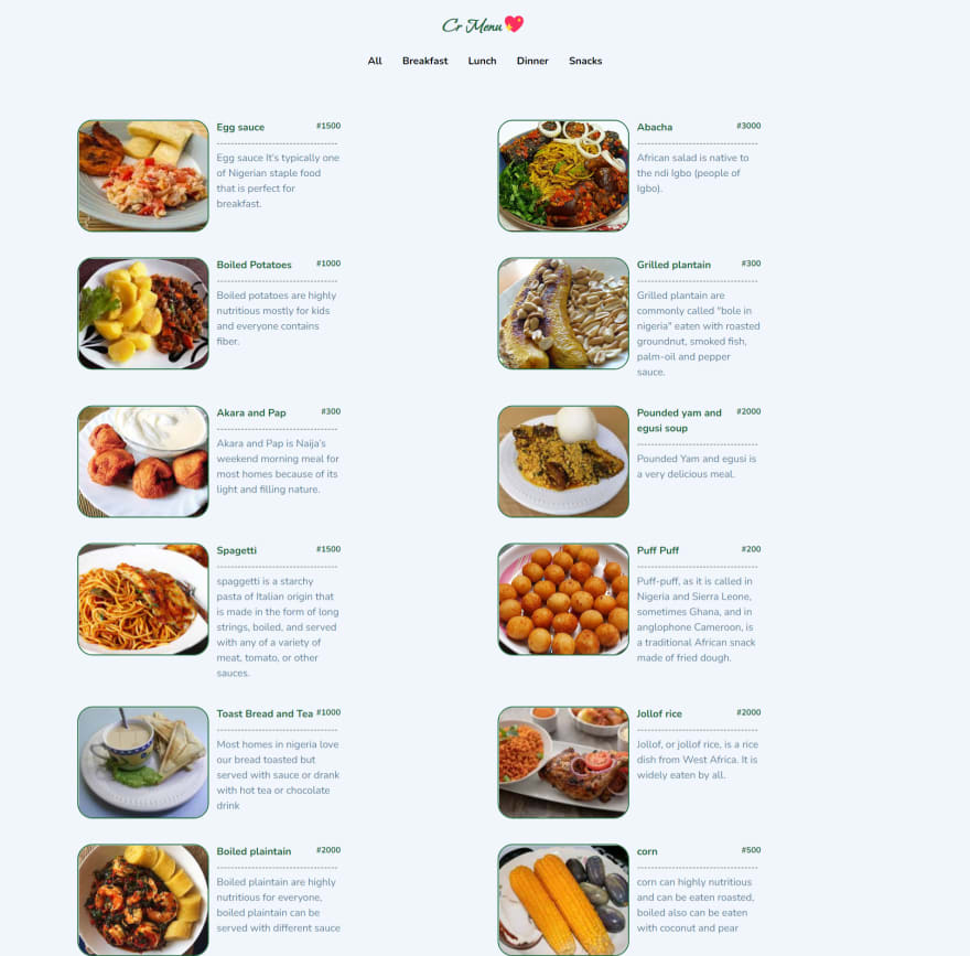 Creating a Menu using React.js - DEV Community