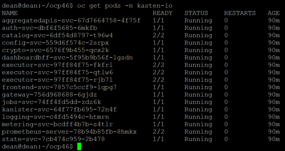 oc get pods -n kasten-io