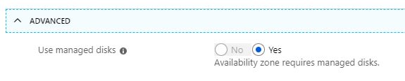 vm in availability zone must use managed disks