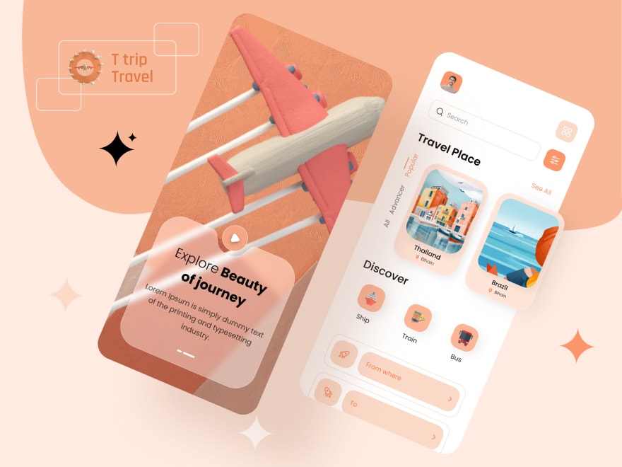 by [Hasnur Alam Ujjol](https://dribbble.com/shots/18798028-Travel-App-Design)