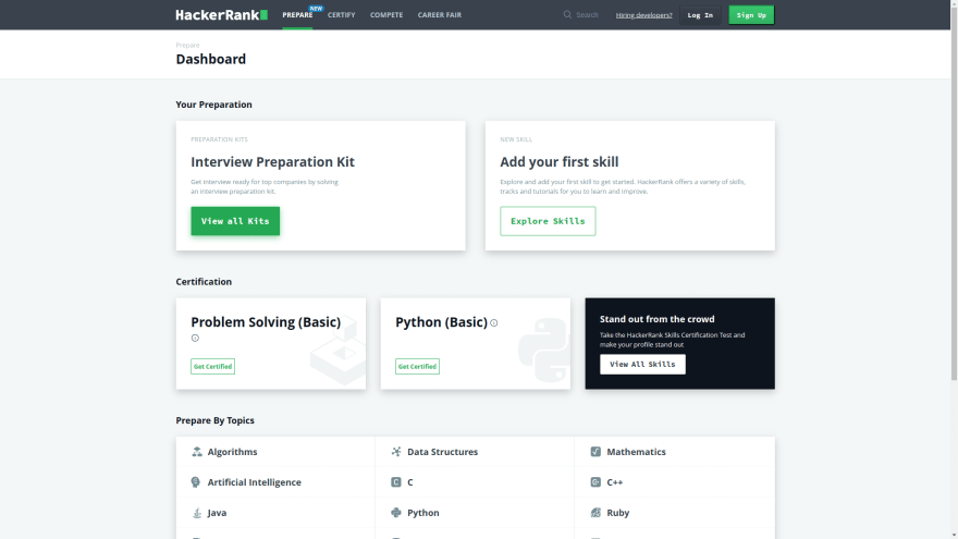 [HackerRank](https://www.hackerrank.com/dashboard)