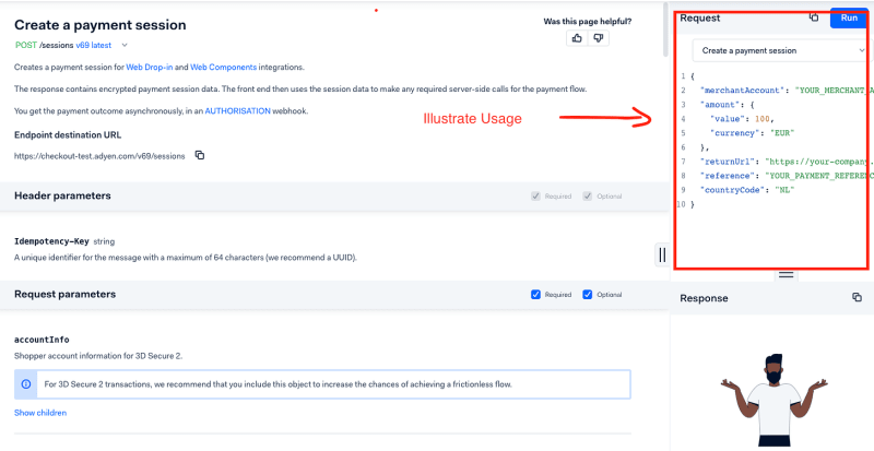 screenshot from the adyen API