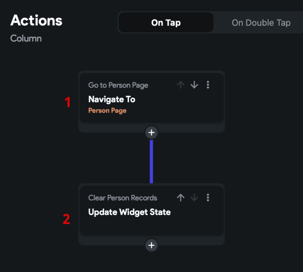 On Tap action for Person List column on Data Operations page