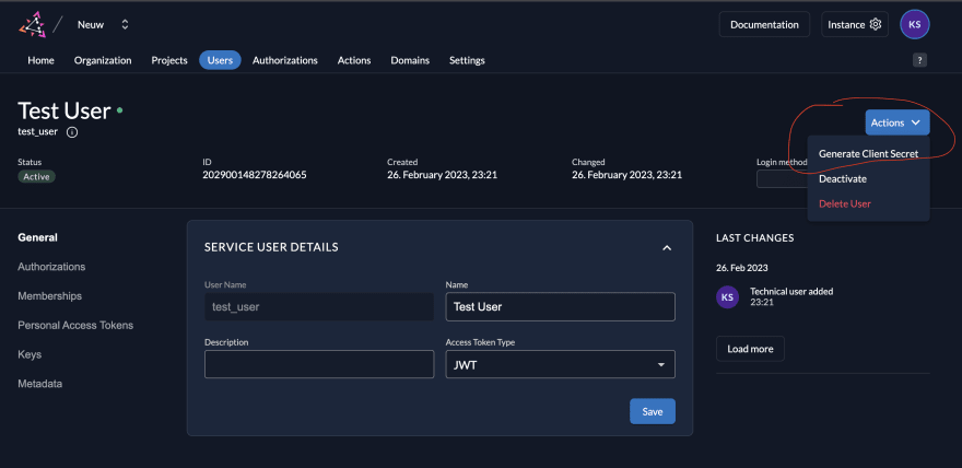 Generate Client credentials