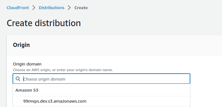 criação de uma distribuição no CloudFront