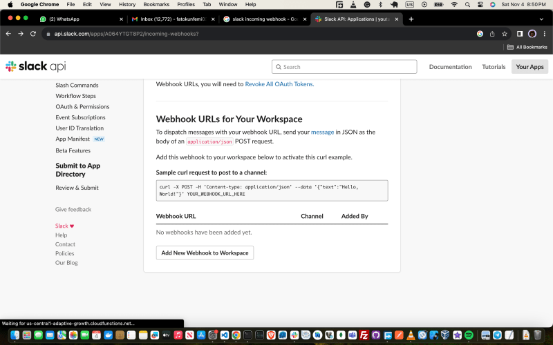 Add new webhook to workspace