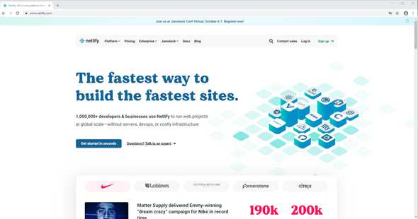 Netlify homepage