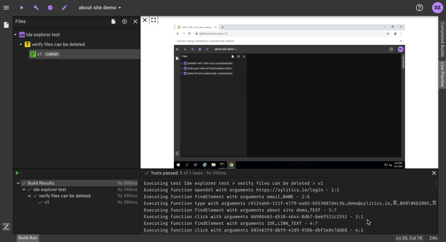 Zylitics IDE Live Preview