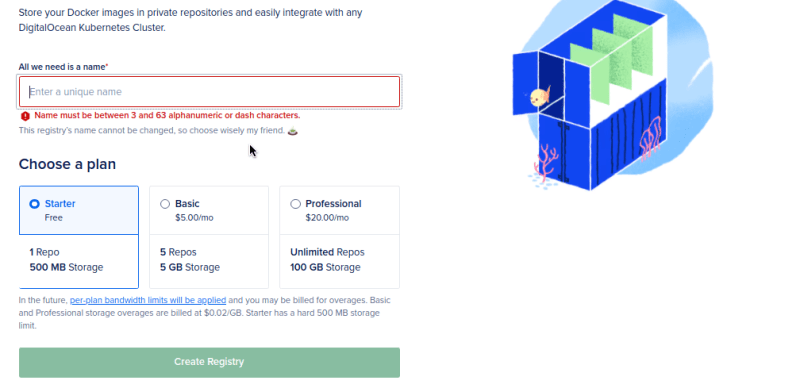 Digital ocean container registry dashboard