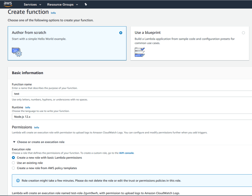 lambda functions console