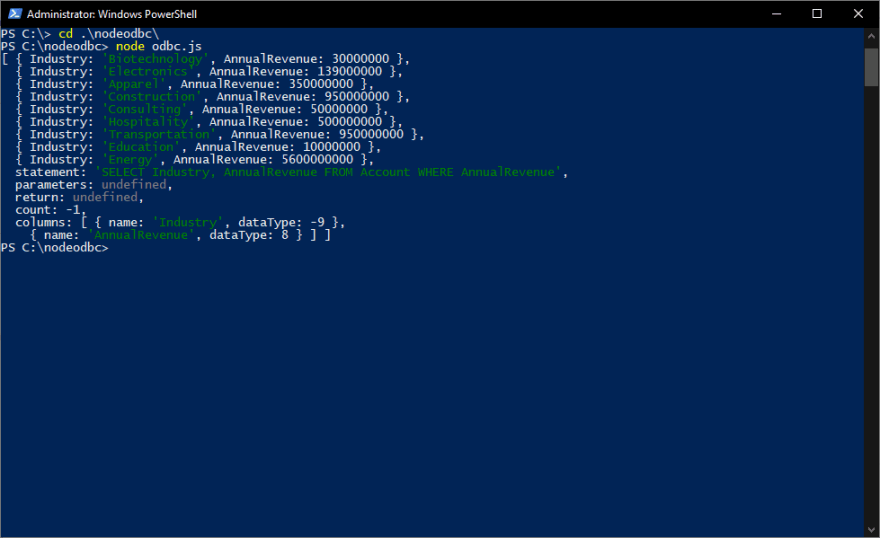 Sample program results