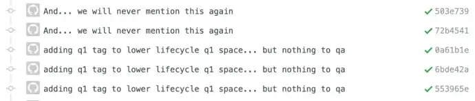 Nonsense commit messages that are all the same