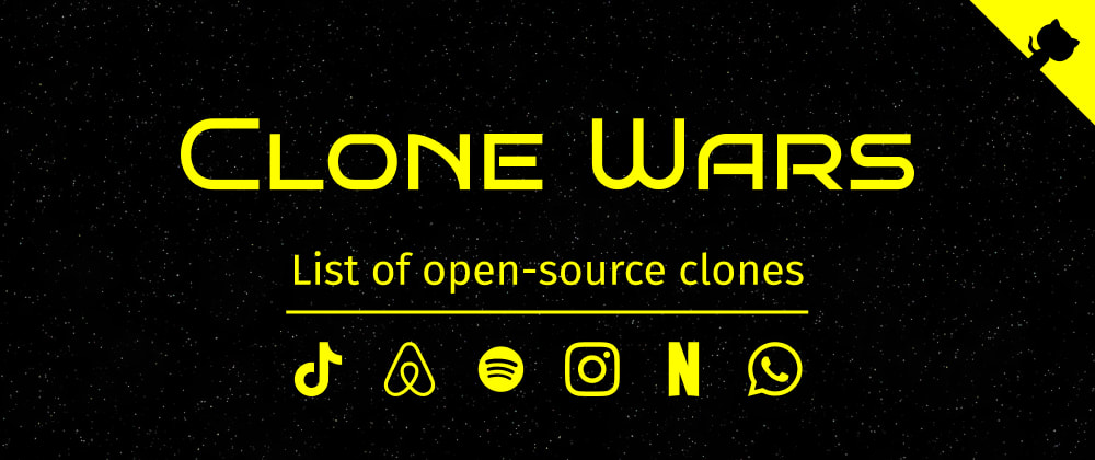 Cover Image for I made a list of 70+ open-source clones of sites like Airbnb, Tiktok, Netflix, Spotify, etc. Great for learning purpose!