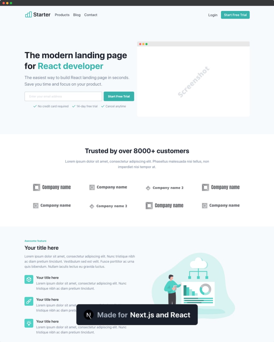 Next JS Tailwind Landing Page Theme