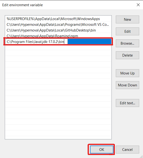 Copying path in environment 