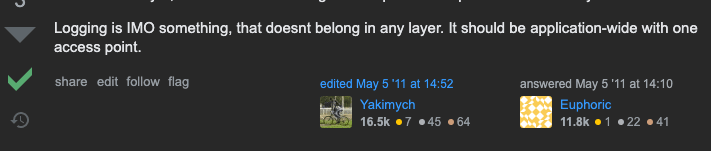 StackOverflow much approved answer