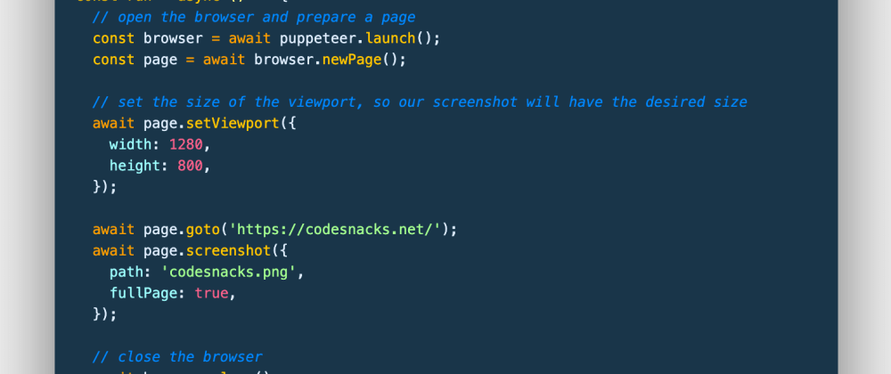 Cover image for 📷 How to take a screenshot of a webpage with JavaScript in Node.js (using puppeteer) 